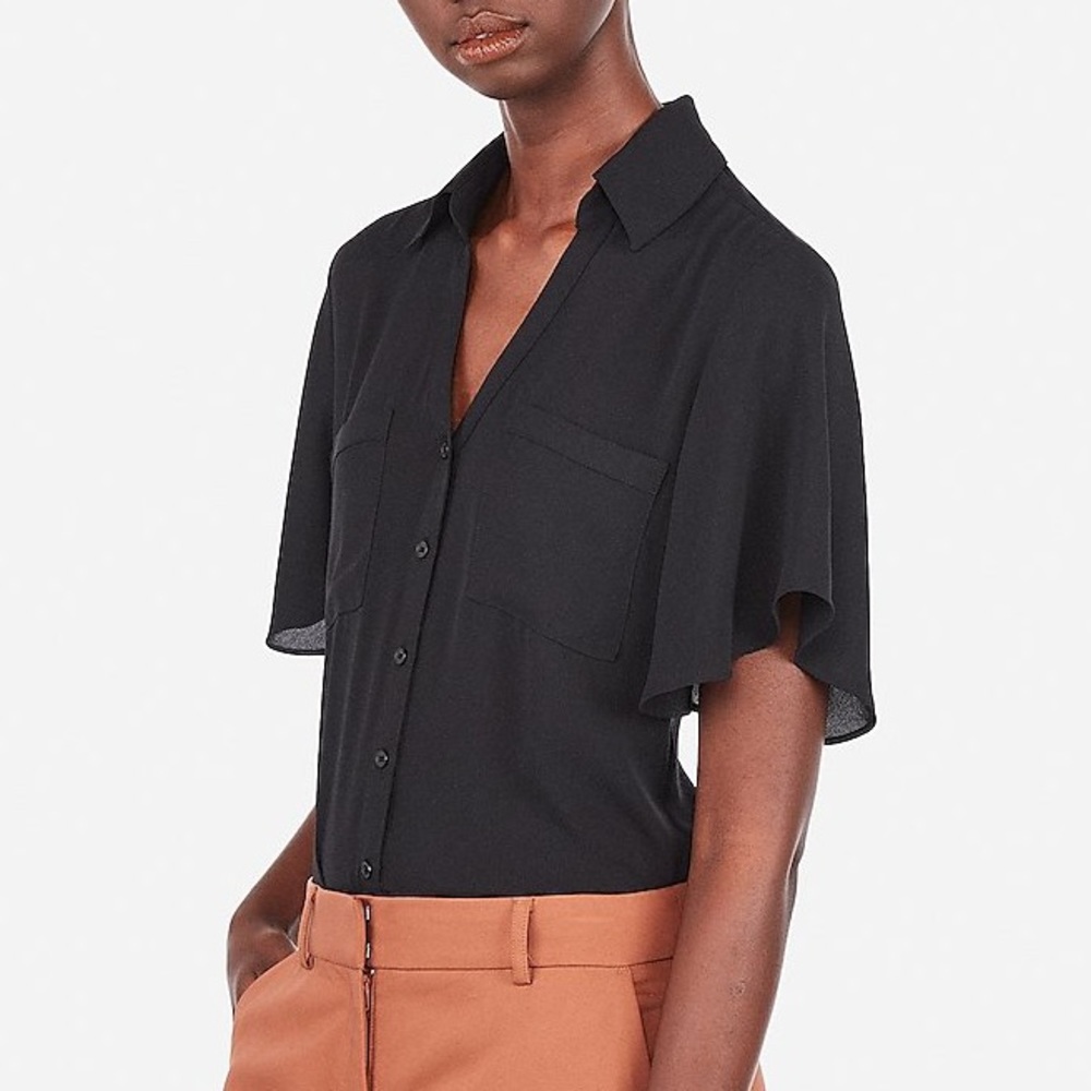 NEW Express Slim Flutter Sleeve Portofino Shirt